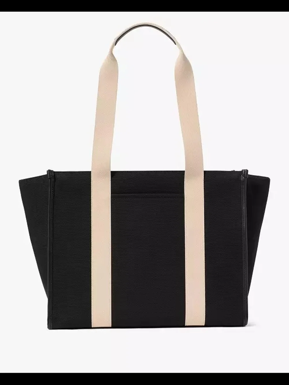 kate spade Black Canvas Tote with Cream Logo Straps